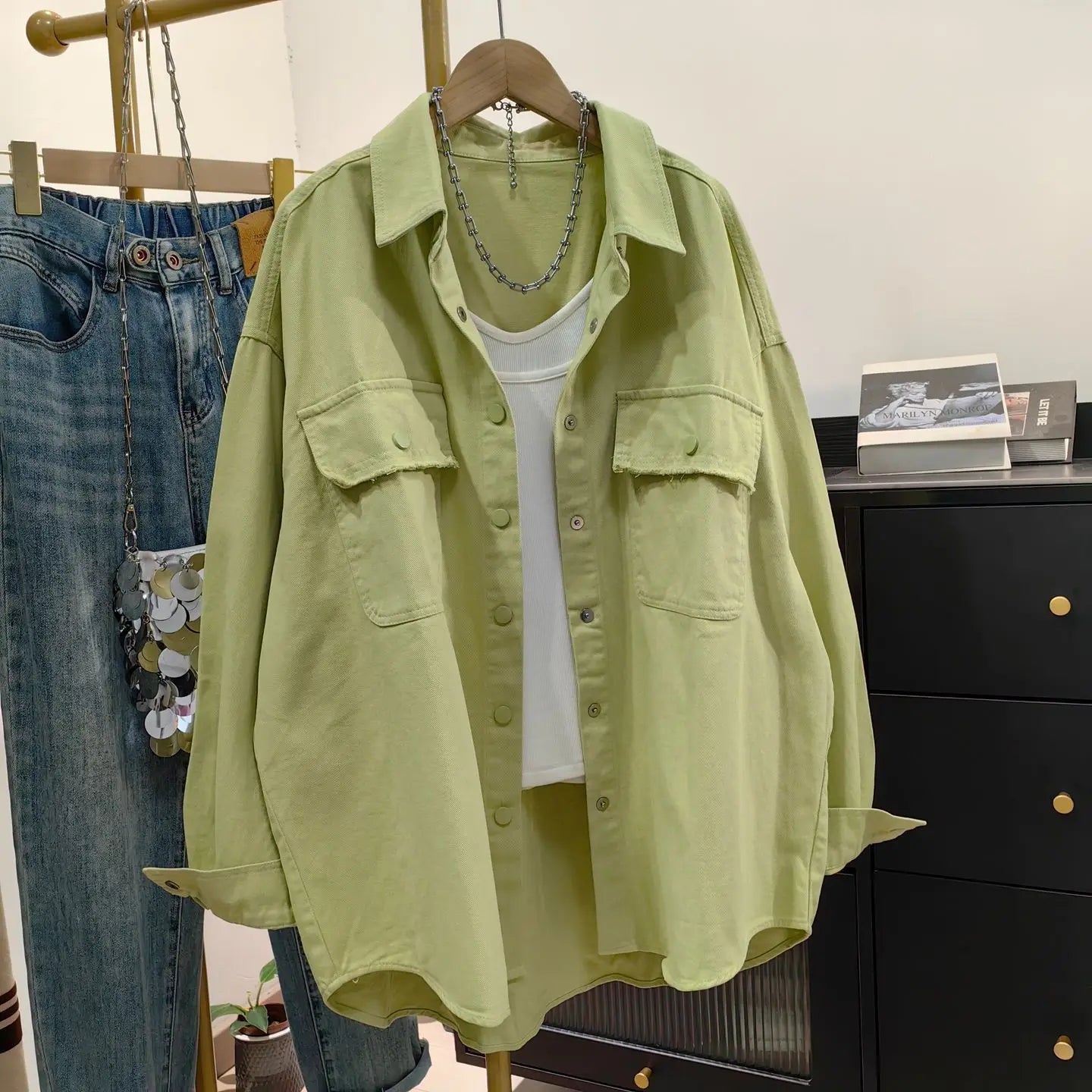 Loose Casual Denim Workwear Jacket Women's Spring Autumn New Version Large Size Shirt Lazy Minimalist Versatile Shirt