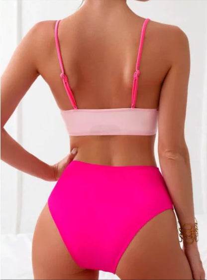 2026 New Patchwork Two-Piece bikini Swimsuit Sexy Women Tight Hollow Swimsuit Backless Swimwear Cross Push Up Beach Bathing Suit