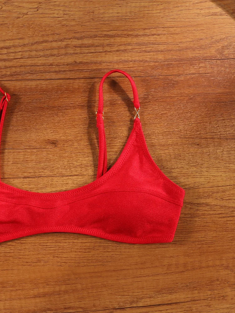 Halter Solid Bikinis New Thongs Swimsuit Women's Swimwear 2026 Bathing Suit High Cut Biquini Mujer Micro Thongs Beach Wear