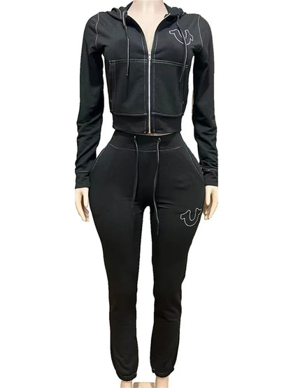 2025 Fall Casual Tracksuits Women Sets Long Sleeve Hoodie Tops Pants Streetwear Sports Two 2 Piece Matching Sets red Outfits