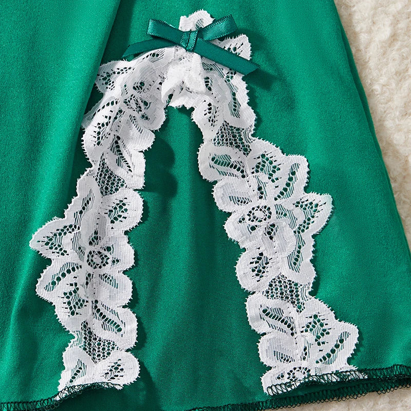 New Green Sexy Strap Women's Bra Set Dress Temptation Ultra Short Split Skirt Sleep Dress Underwear Set Home Underwear Clothing