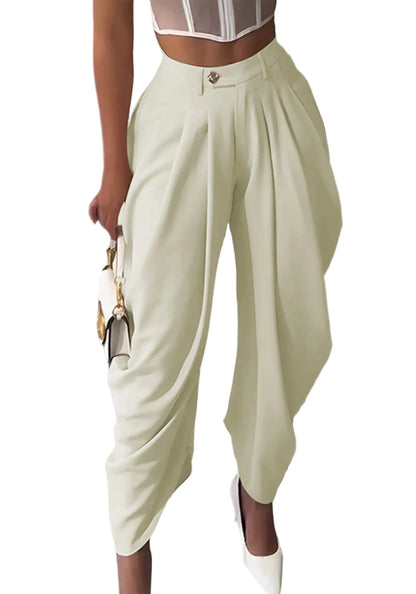 Casual Loose Pants Women Chic High Waist Pleated Wide Leg Trousers Female 2025 Fashion Autumn Lady Pants Bottoms Women Clothes