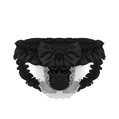 Men Sexy Hollow underpants men Exposed Buttocks Thong Briefs sexy toy mens Panties Sissy Underwear Bowknot Thongs sissy Thongs