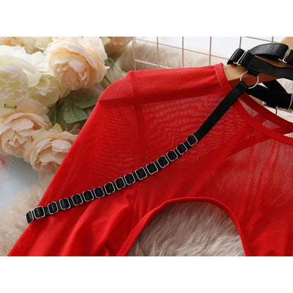 Tornova Sexy Lingerie Set for Women Strap Sexy Lingerie Mesh Splicing Hollow Sexy Lingerie 5-piece Set Halter Underwear Set New