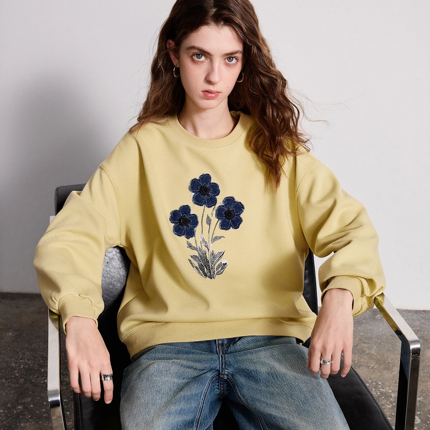 TOYOUTH Women Cotton Sweatshirt 2026 Spring New Knit Striped Turn-Down Collar Loose Unique Stylish Top