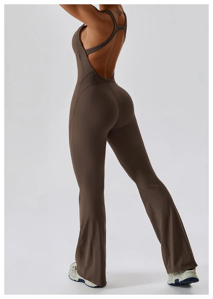 Solid Yoga Jumpsuit One Piece Outfit Fitness Bodysuit Workout Clothes for Women Sportwear Women Buttock lifting Set Activewear