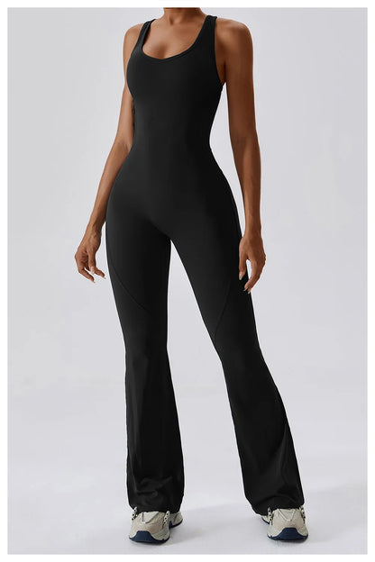 Solid Yoga Jumpsuit One Piece Outfit Fitness Bodysuit Workout Clothes for Women Sportwear Women Buttock lifting Set Activewear