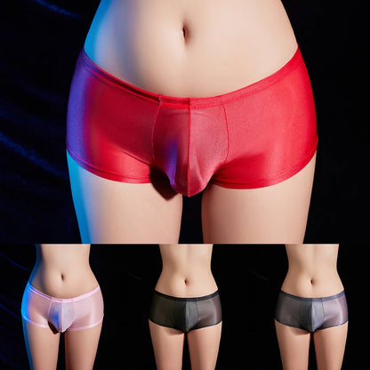 Daily Men Underwear Briefs Shiny Oily Shorts Solid Stretch Underpants Breathable Comfortable Elastic Glossy