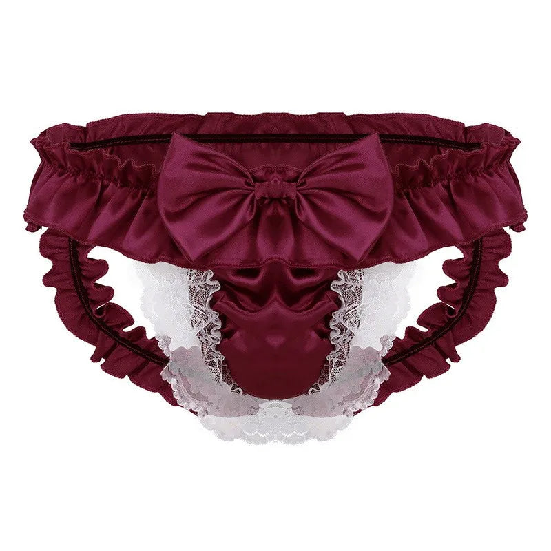 Men Sexy Hollow underpants men Exposed Buttocks Thong Briefs sexy toy mens Panties Sissy Underwear Bowknot Thongs sissy Thongs