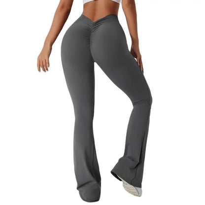Sexy Sports Leggings Women V Back Scrunch Flares Leggings High Waist Yoga Flares Pants Push Up Gym Leggings Women Yoga Clothes