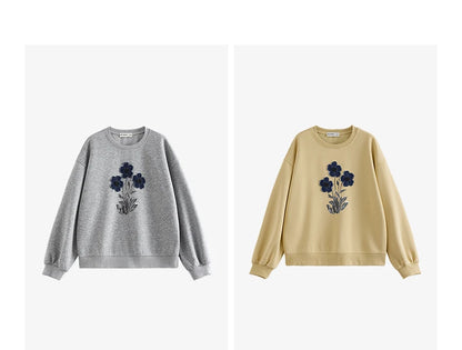 TOYOUTH Women Cotton Sweatshirt 2026 Spring New Knit Striped Turn-Down Collar Loose Unique Stylish Top