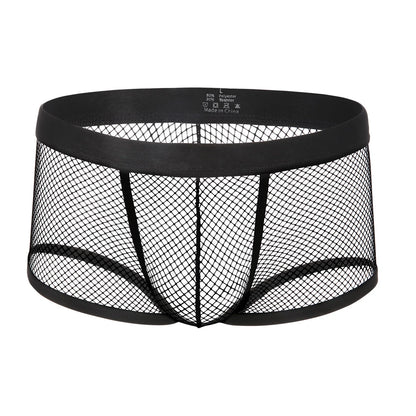 Sexy Mesh Boxer Men Underwear See Through Panties Transparent Low Waist Nightwear Boxer Shorts Boxershorts Underpants