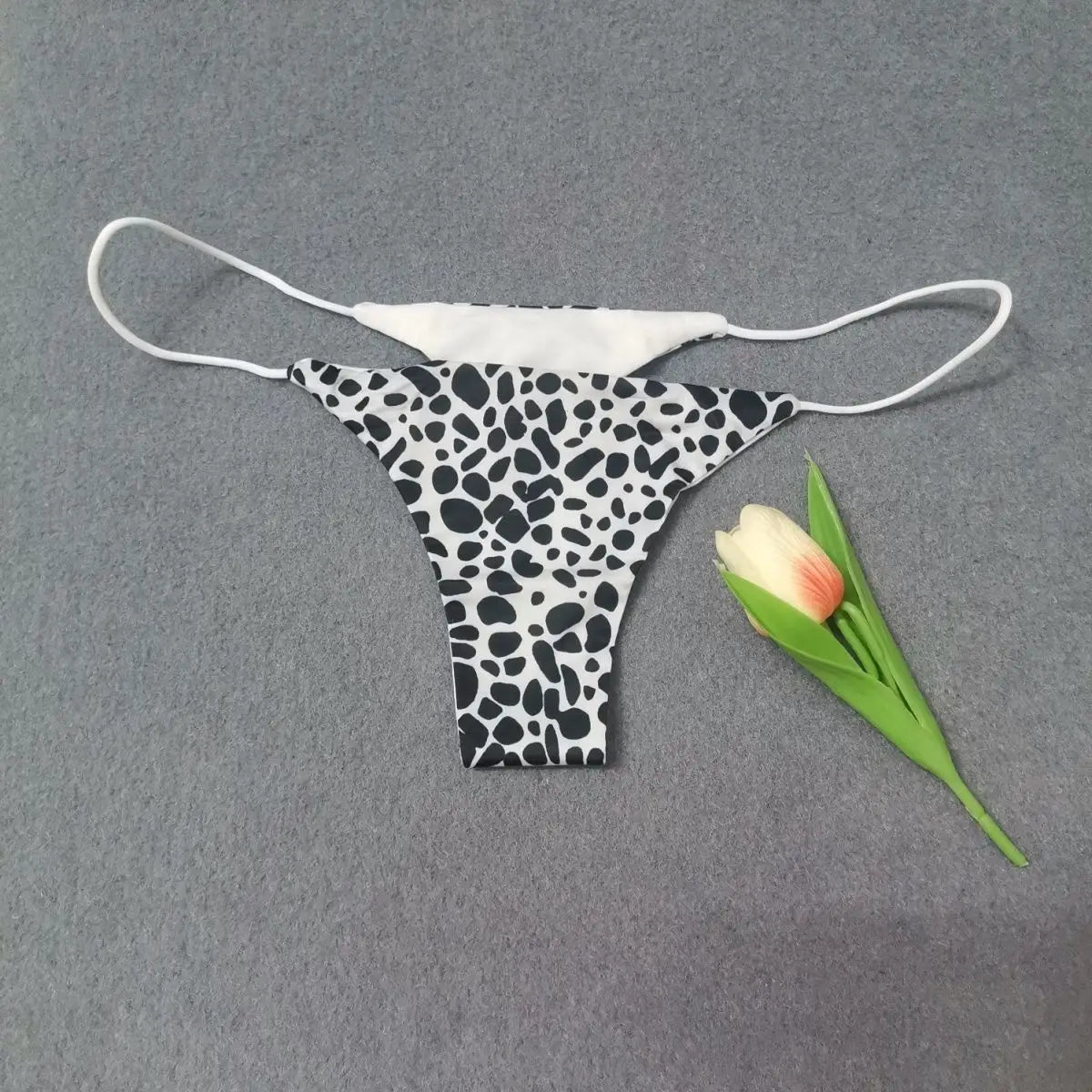 6PCS/Set Strap Thong Double Layer Cotton Panties for Women Plus Size Sexy Seamless Underwear Leopard/Camouflage G String