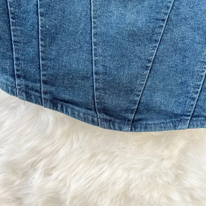 Vintage Denim Tanks Camis for Women Almighty Casual Sleeveless Zipper Spliced Femme Corset Crop Tops Elegant Chic Tank Camisoles