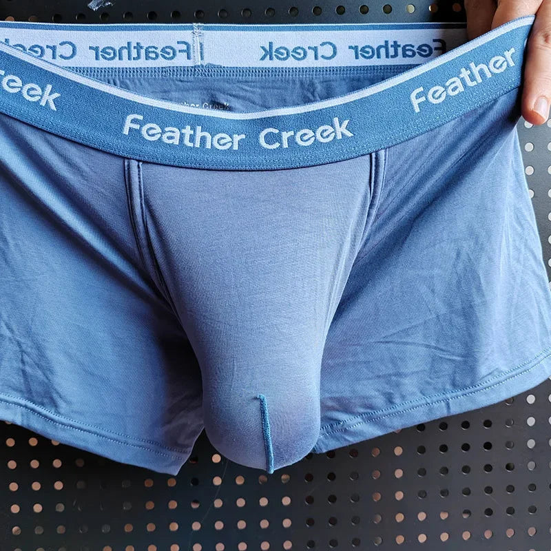 Man Bulge Pouch Underwears Super Big U-Concex Boxers Elastic Modal Crotch Pockets Lingerie Low Waist Briefs Enhancing Underpants