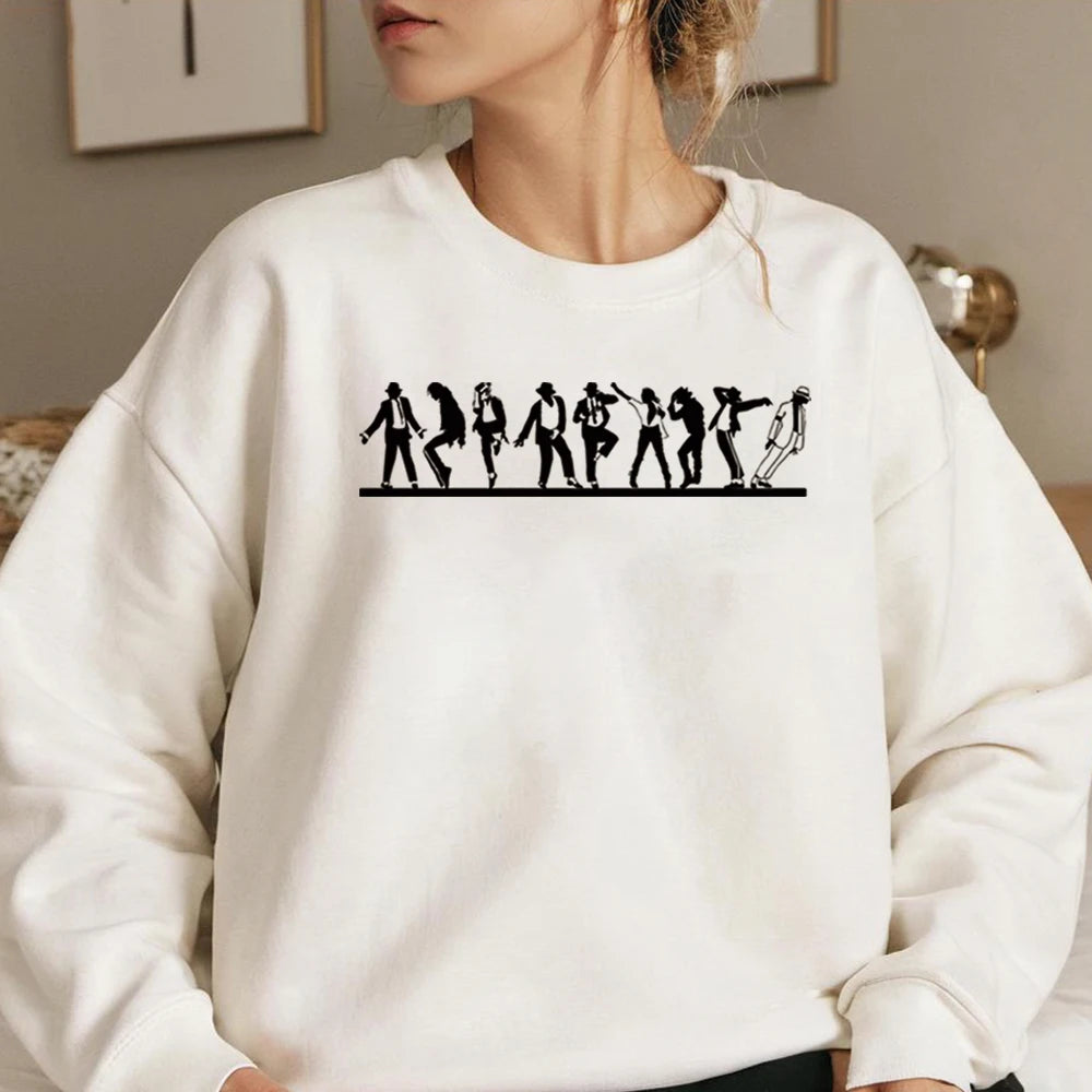 Retro MJ Dance Evolution Sweatshirt King of Pop Graphic Pullover Dance Graphic Shirt Unisex Long Sleeve Sweatshirts Fans Gift