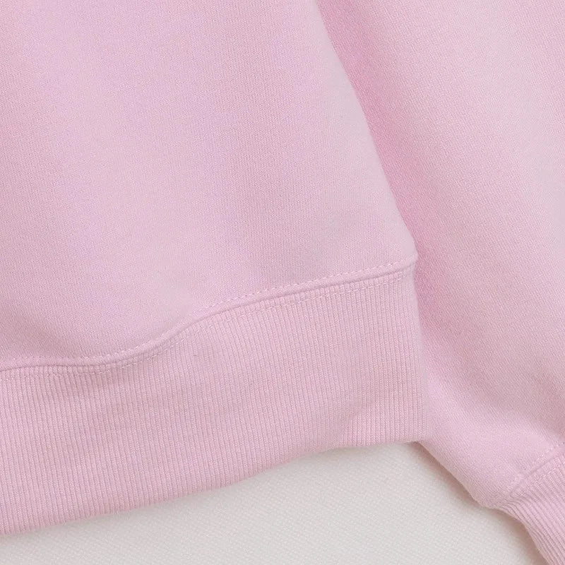 Disney Pink Disneyland Letter Embroidery Cartoon Mickey Minnie Cute Print Sweatshirt Zipper Women Jumper Fleece Pullover Unisex