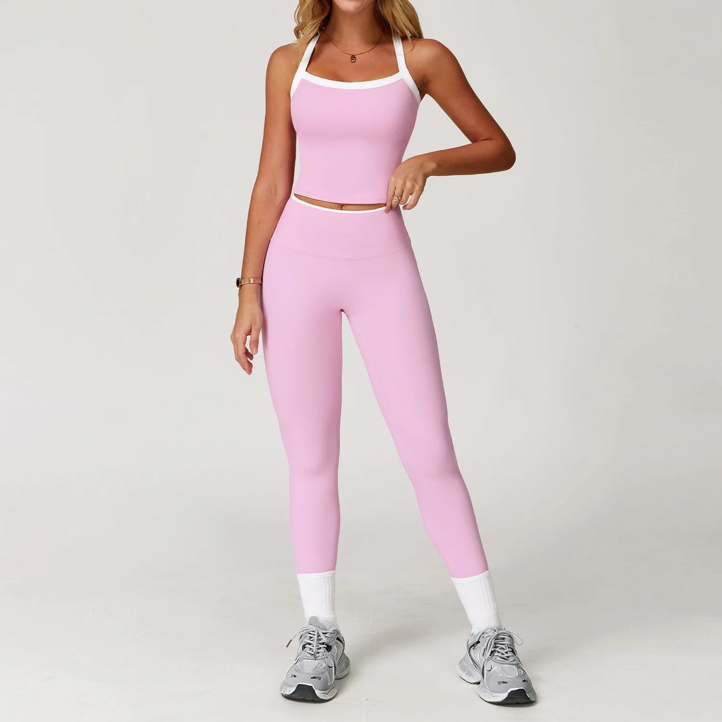 2 Pieces Yoga Set Women Workout Outfits Fitness Clothes Sportswear Gym Tracksuit High Waist Leggings Sports Bra Athletic Wear