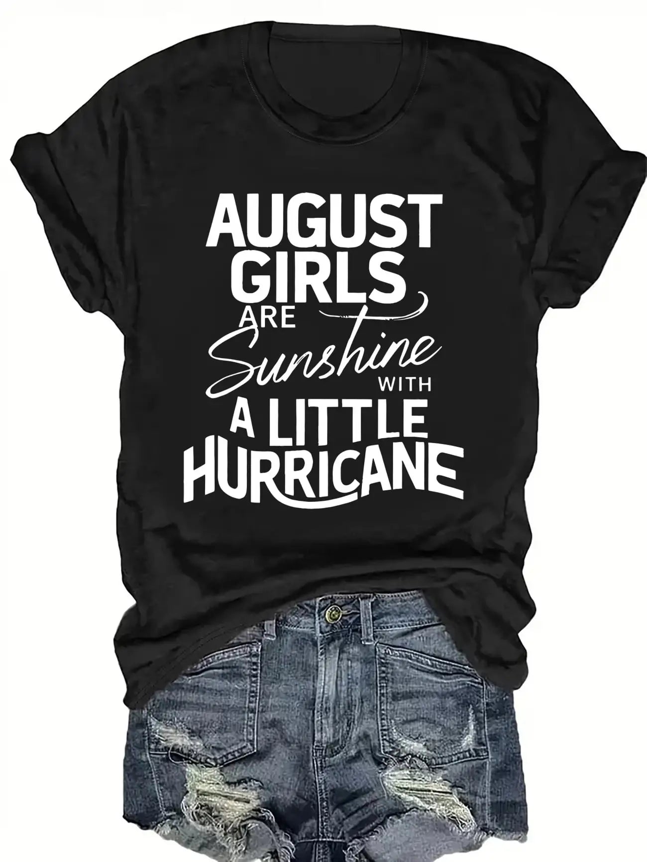 Plus size women's short sleeve T-shirt August Girls Are Sunshine With A Little Hurricane Spring and Summer Must-Haves summer