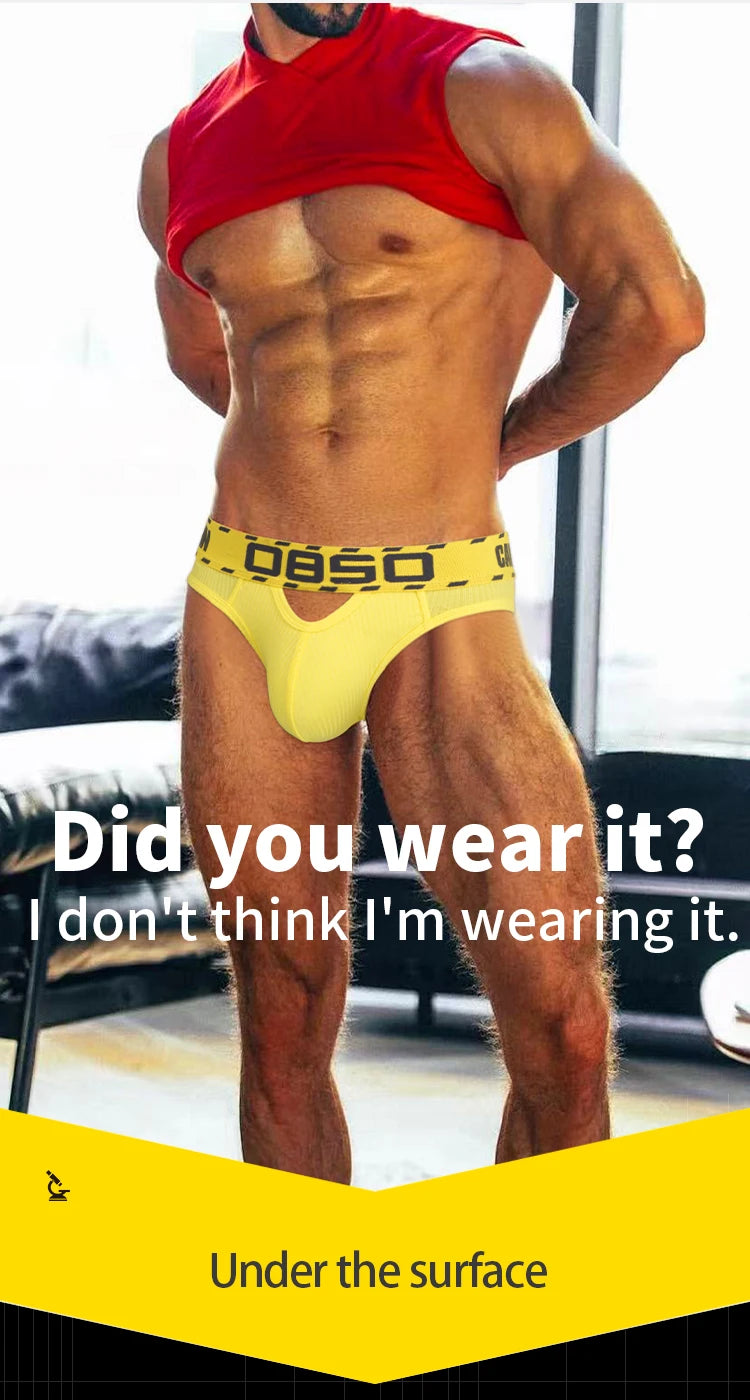 1/3Pcs Breathable Cotton Men Underwear Sexy Bikini Panties Underpants Large Crotch Pouch Mens Briefs with Front and Back Cutouts