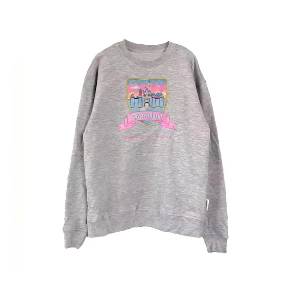 Disney Pink Disneyland Letter Embroidery Cartoon Mickey Minnie Cute Print Sweatshirt Zipper Women Jumper Fleece Pullover Unisex