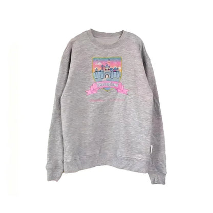 Disney Pink Disneyland Letter Embroidery Cartoon Mickey Minnie Cute Print Sweatshirt Zipper Women Jumper Fleece Pullover Unisex