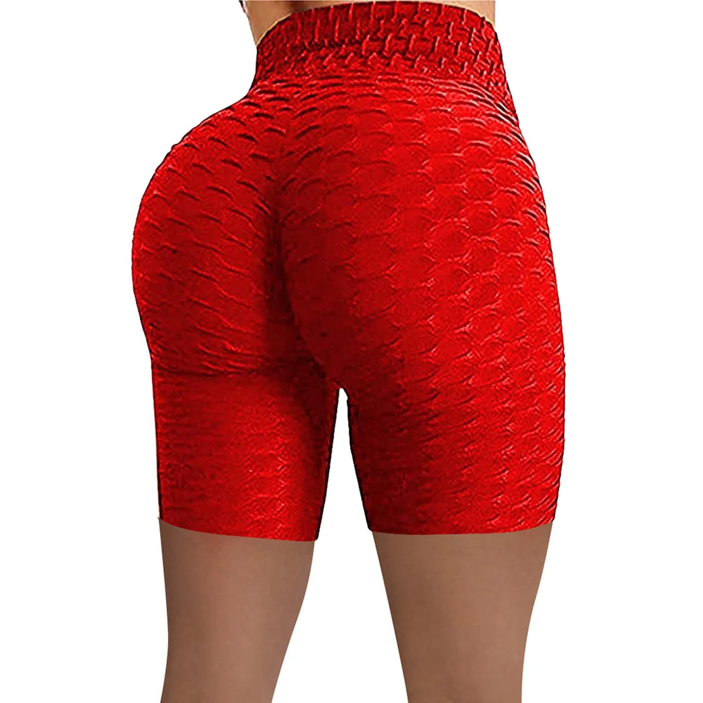 2026 Women's High Waist Bubble Sports Yoga Pants, Hip Lifting Slimming Elastic Five Point Shorts Outdoor Casual Shorts