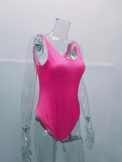Sexy Ribbed Wrinkled One-piece Bikini Female Swimsuit Women Push Up Bra Swimwear
