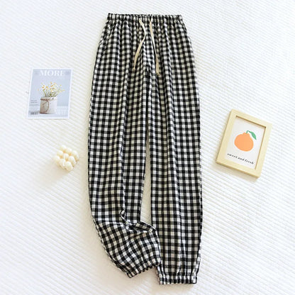New Women's Casual Home Pants for Couple Plaid Sleepwear Pajama Pants Spring Summer Home Pants for Lovers Men Women Home Bottoms