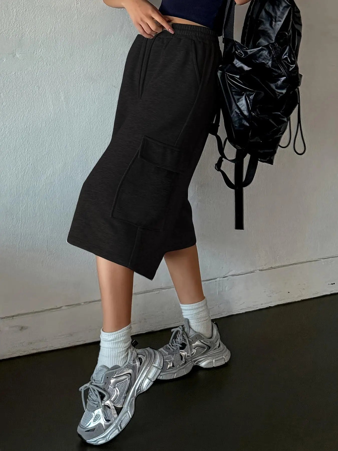 Women Loose Casual Shorts High Waisted Straight Fit Shorts Wide Leg Mid Length Shorts Summer Gray Comfortable Bottoms