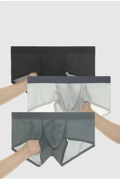 New Ultra-thin Quick Dry Mens Boxer Shorts Ice Silk Man Panties Seamless Sexy Underwear U Bulge Pouch Male Breathable Underpants