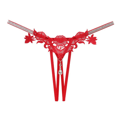 Women Sexy Jewelry Diamond Seductive Erotic Thong G-String Perspective Hollowed Out Embroidery Sexy Underwear Girlfriends Gifts