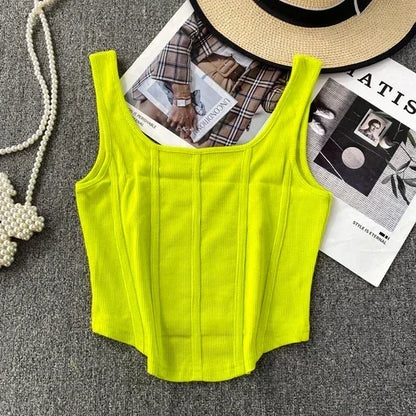 Vintage Denim Tanks Camis for Women Almighty Casual Sleeveless Zipper Spliced Femme Corset Crop Tops Elegant Chic Tank Camisoles