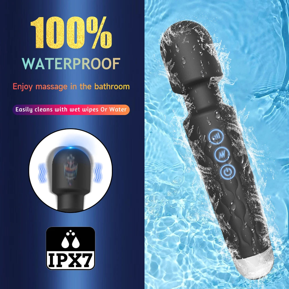 Powerful Vibrator Women's Magic Wand USB Rechargeable Waterproof Massager Clitoral G-Spot Vibrator Sex Toy Suitable for Adults