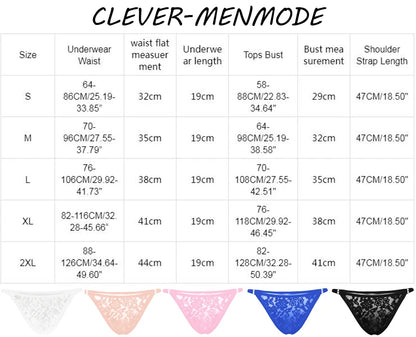 Men's Sexy Underwear Thin String Waist Lace Panties Men Strap Erotic Lingerie Sissy Clothing Low Waist Panty