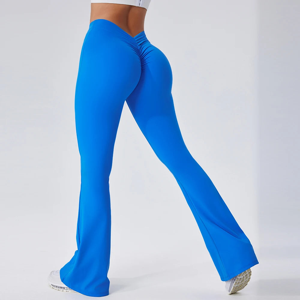 Sexy Sports Leggings Women V Back Scrunch Flares Leggings High Waist Yoga Flares Pants Push Up Gym Leggings Women Yoga Clothes