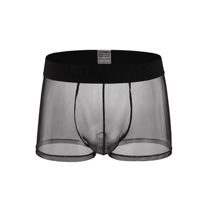 MIBOER Men's Sheer Mesh Boxer Briefs with 3D Contoured Pouch And Embossed Logo Waistband Ultra Thin Breathable Underwear