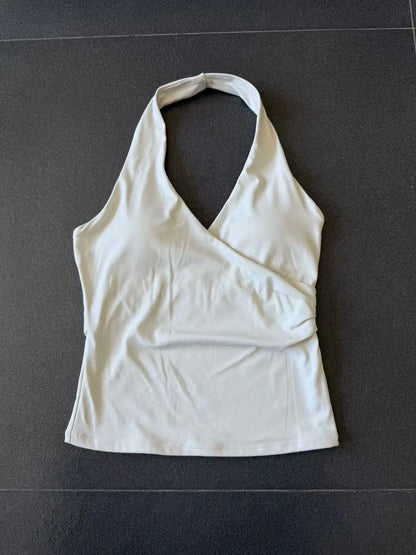 Halter Vest Gym Vest Woman Backless Tank Tops Push Up Sport Vest Running Outdoor Recreation Vest Workout Elastic Tops Activewear