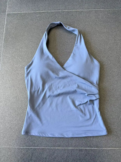 Halter Vest Gym Vest Woman Backless Tank Tops Push Up Sport Vest Running Outdoor Recreation Vest Workout Elastic Tops Activewear