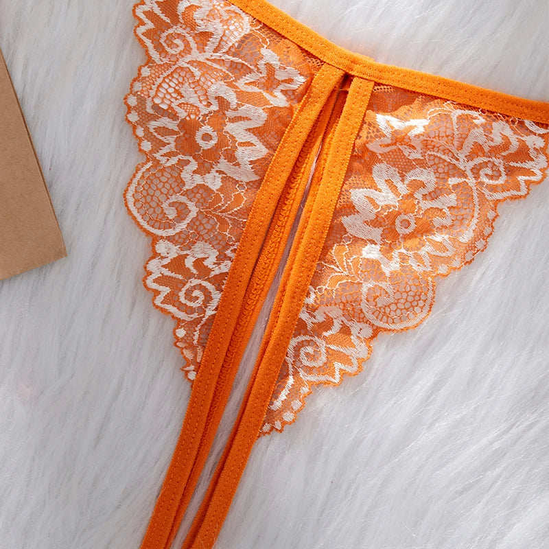 Floral Lace Bra Set Bow Intimates Bra And Thongs Sets Outfit Women's Underwear Set