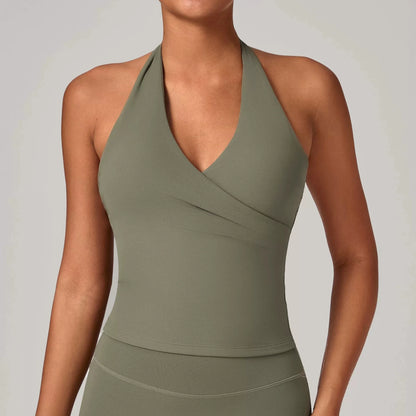 Halter Vest Gym Vest Woman Backless Tank Tops Push Up Sport Vest Running Outdoor Recreation Vest Workout Elastic Tops Activewear