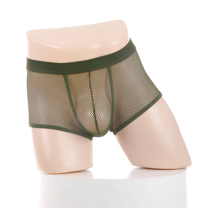 Sexy Mesh Boxer Men Underwear See Through Panties Transparent Low Waist Nightwear Boxer Shorts Boxershorts Underpants