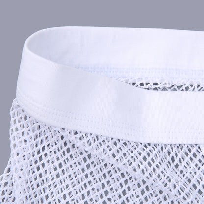 Sexy Mesh Boxer Men Underwear See Through Panties Transparent Low Waist Nightwear Boxer Shorts Boxershorts Underpants