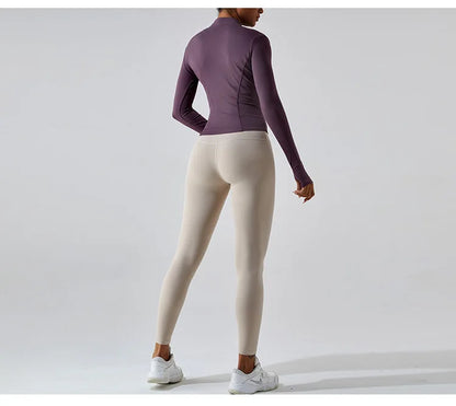 Zipper Long Sleeve Sports Jacket Women Fitness Yoga Shirt Gym Top Activewear Running Coats Push Up Workout Clothes Woman Jacket