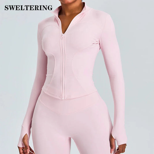 Zipper Long Sleeve Sports Jacket Women Fitness Yoga Shirt Gym Top Activewear Running Coats Push Up Workout Clothes Woman Jacket