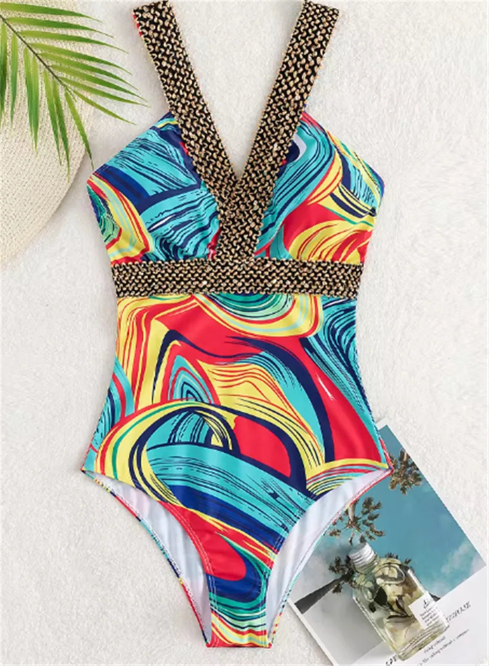 Vigoashely 2026 Sexy Print Strapped Swimwear Women Push UP One Piece Swimsuit Monokini Backless Hollow Summer Bathing Suit
