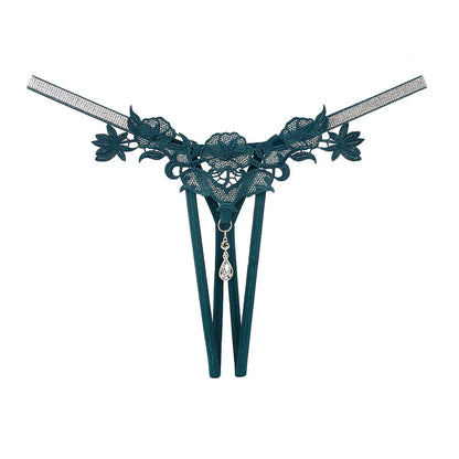 Women Sexy Jewelry Diamond Seductive Erotic Thong G-String Perspective Hollowed Out Embroidery Sexy Underwear Girlfriends Gifts
