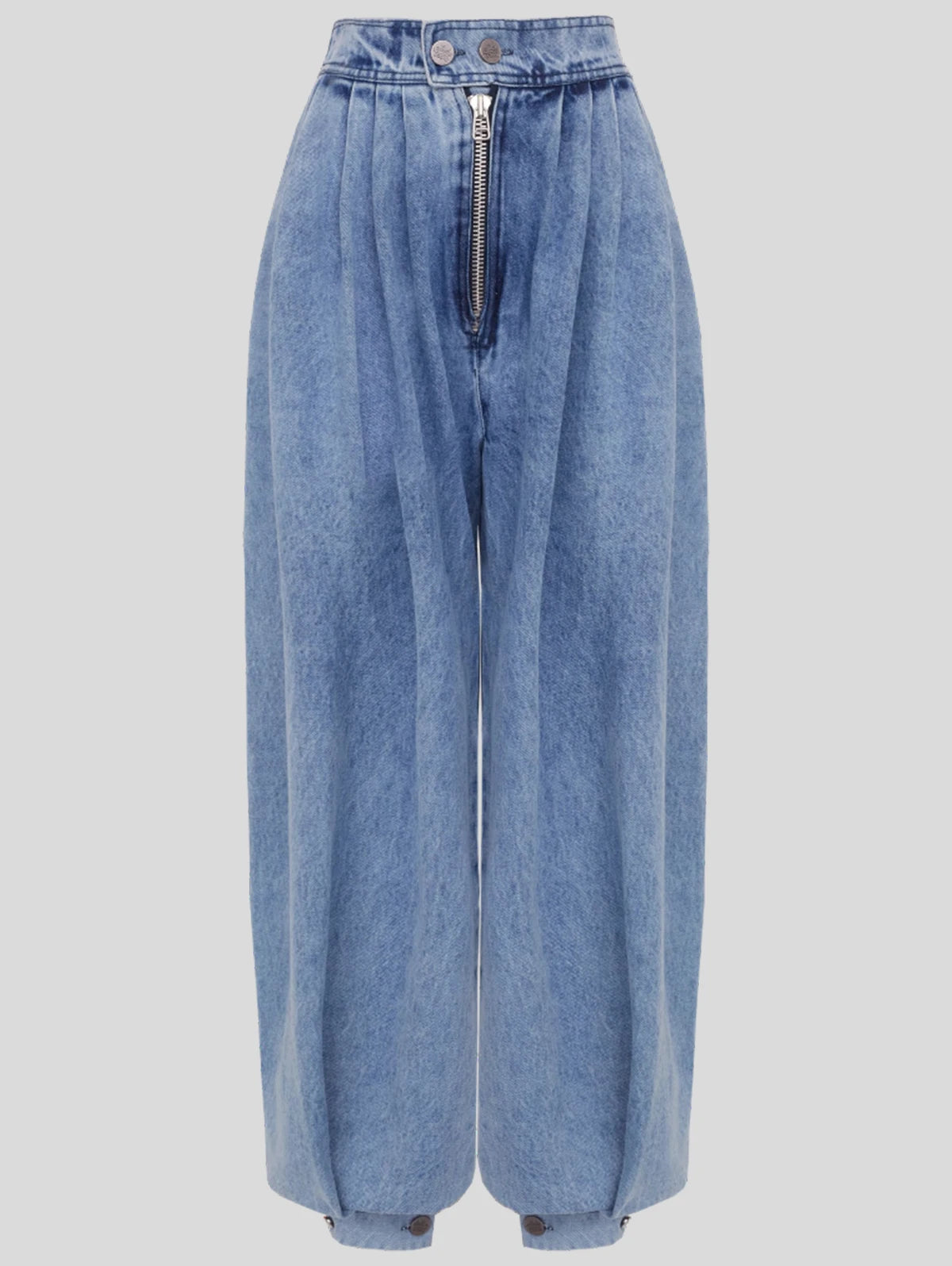 Women's Vintage Faux Denim Harem Pants Buttons And Zippers High Waist Loose Summer Fashionable Daily Casual  Balloon Long Pants