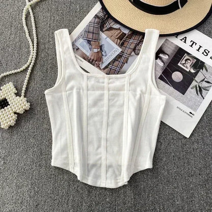 Vintage Denim Tanks Camis for Women Almighty Casual Sleeveless Zipper Spliced Femme Corset Crop Tops Elegant Chic Tank Camisoles