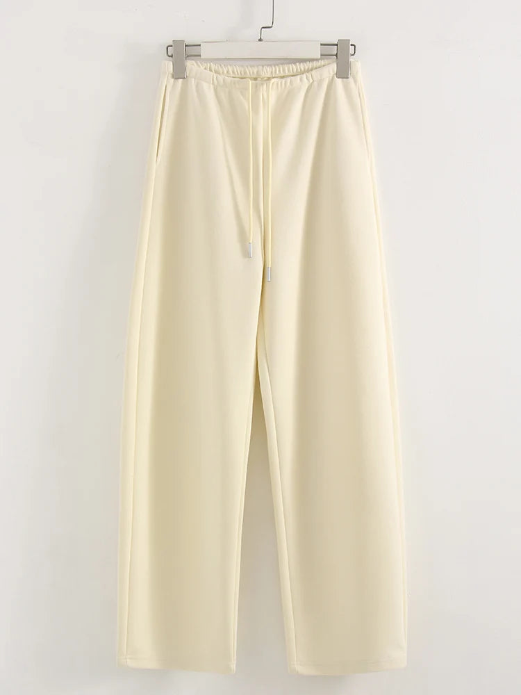 Butter Yellow Sport Sweatpants Women Wide Leg For Summer Basic Women's Pants And Trousers Cotton Baggy Red Pants Woman Joggers